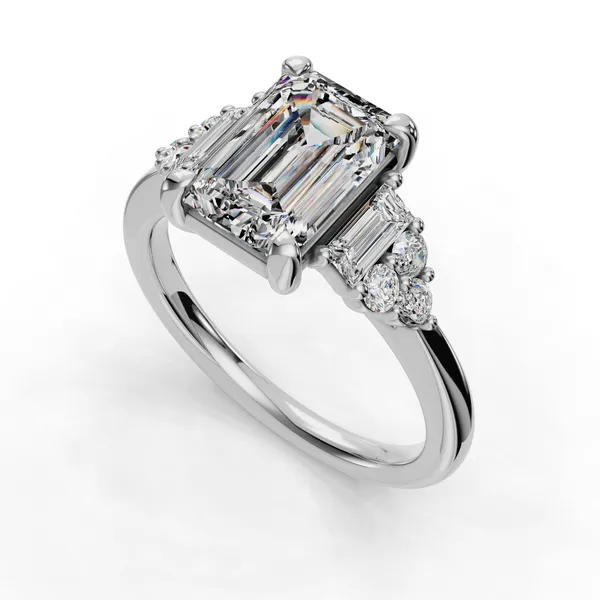 Platinum Emerald Engagement Ring Setting SVS Fine Jewelry Oceanside, NY