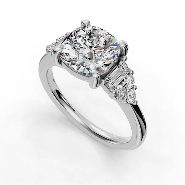 Platinum Cushion Engagement Ring Setting SVS Fine Jewelry Oceanside, NY