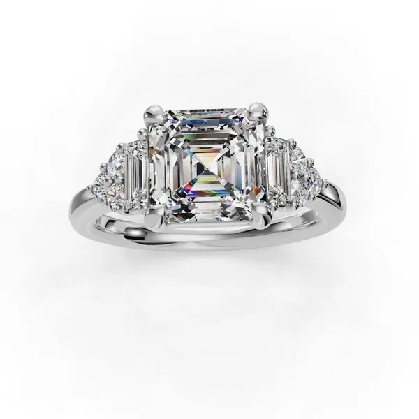 Platinum Asscher Engagement Ring Setting Image 4 SVS Fine Jewelry Oceanside, NY