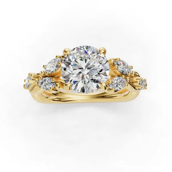 18K Yellow Gold Round Engagement Ring Setting Image 4 SVS Fine Jewelry Oceanside, NY