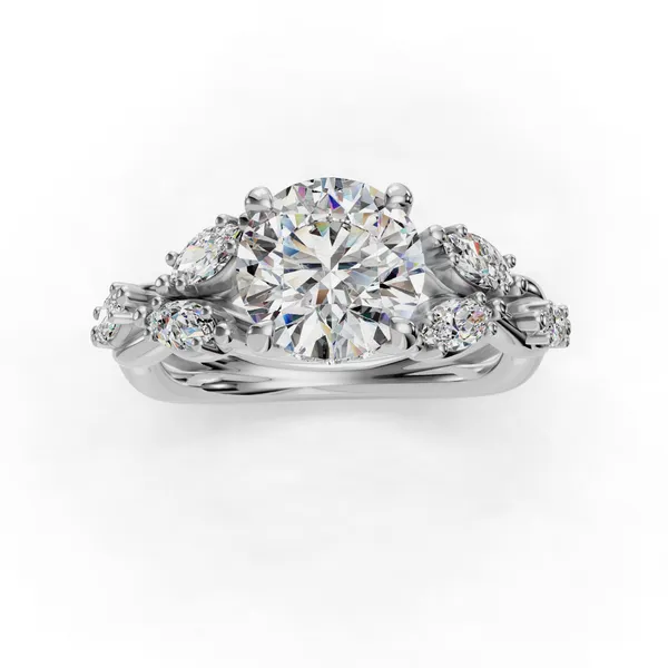 14K White Gold Round Engagement Ring Setting Image 4 SVS Fine Jewelry Oceanside, NY