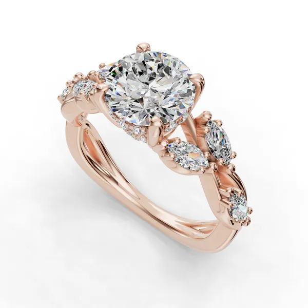 18K Rose Gold Round Engagement Ring Setting SVS Fine Jewelry Oceanside, NY