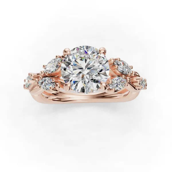 18K Rose Gold Round Engagement Ring Setting Image 4 SVS Fine Jewelry Oceanside, NY