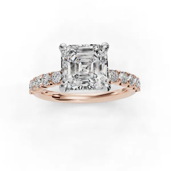 14K Rose Gold Asscher Engagement Ring Setting Image 4 SVS Fine Jewelry Oceanside, NY