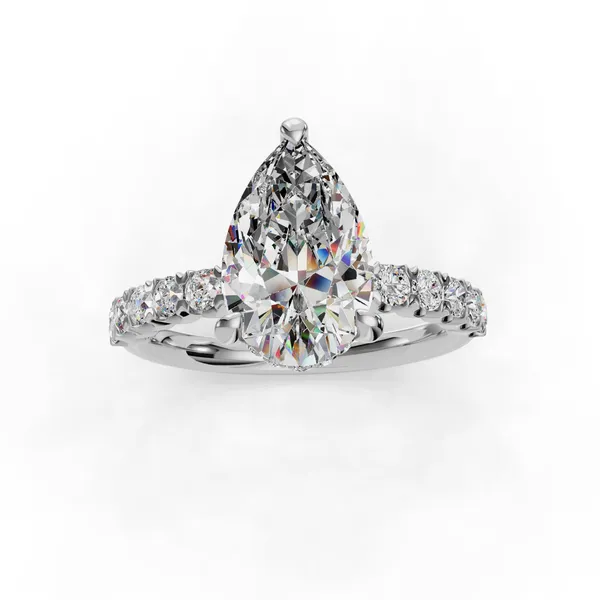 14K White Gold Pear Engagement Ring Setting Image 4 SVS Fine Jewelry Oceanside, NY