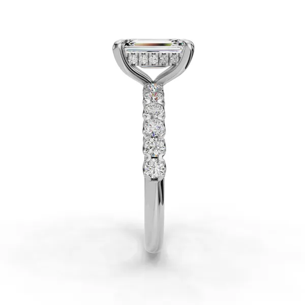 14K White Gold Emerald Engagement Ring Setting Image 3 SVS Fine Jewelry Oceanside, NY