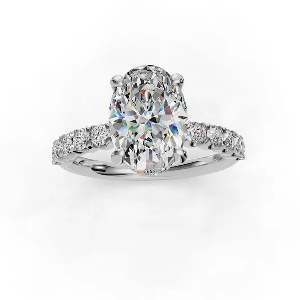 14K White Gold Oval Engagement Ring Setting Image 4 SVS Fine Jewelry Oceanside, NY