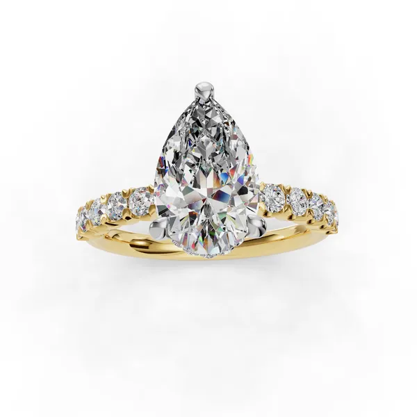 14K Yellow Gold Pear Engagement Ring Setting Image 4 SVS Fine Jewelry Oceanside, NY