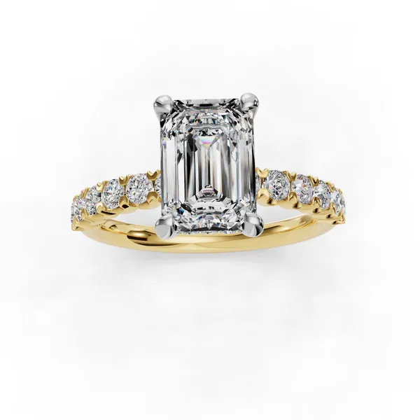 14K Yellow Gold Emerald Engagement Ring Setting Image 4 SVS Fine Jewelry Oceanside, NY