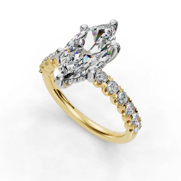 14K Yellow Gold Marquise Engagement Ring Setting SVS Fine Jewelry Oceanside, NY