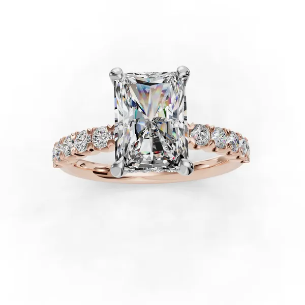 18K Rose Gold Radiant Engagement Ring Setting Image 4 SVS Fine Jewelry Oceanside, NY