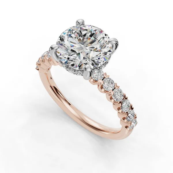 18K Rose Gold Round Engagement Ring Setting SVS Fine Jewelry Oceanside, NY