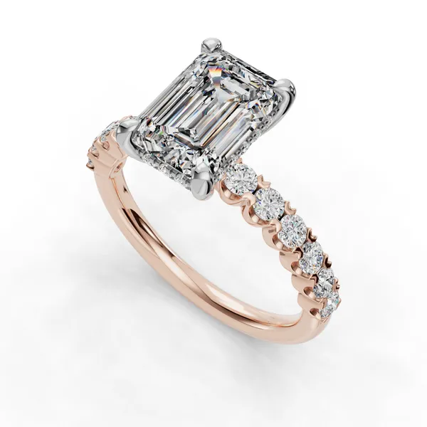 18K Rose Gold Emerald Engagement Ring Setting SVS Fine Jewelry Oceanside, NY