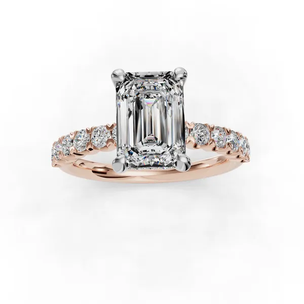 18K Rose Gold Emerald Engagement Ring Setting Image 4 SVS Fine Jewelry Oceanside, NY