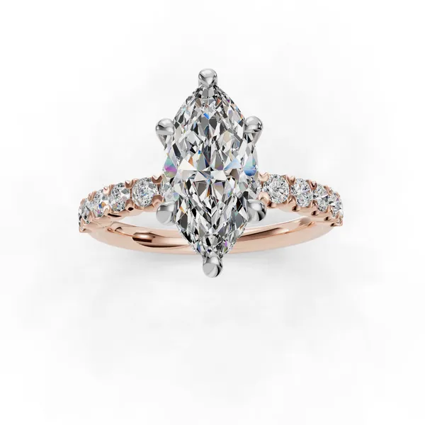 18K Rose Gold Marquise Engagement Ring Setting Image 4 SVS Fine Jewelry Oceanside, NY