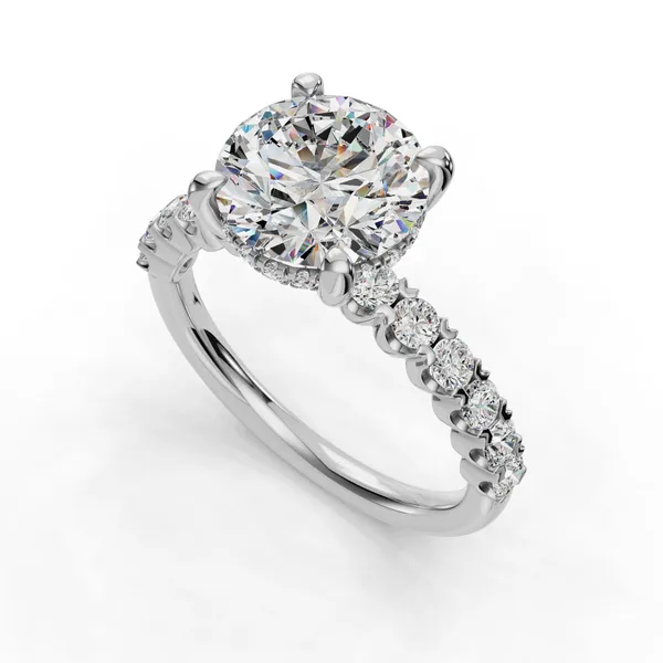 18K White Gold Round Engagement Ring Setting SVS Fine Jewelry Oceanside, NY