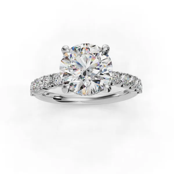 18K White Gold Round Engagement Ring Setting Image 4 SVS Fine Jewelry Oceanside, NY