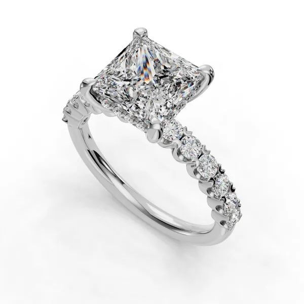 18K White Gold Princess Engagement Ring Setting SVS Fine Jewelry Oceanside, NY