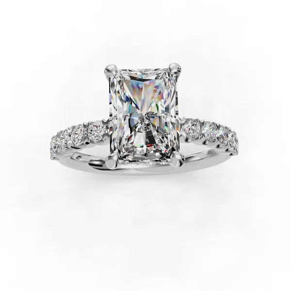 18K White Gold Radiant Engagement Ring Setting Image 4 SVS Fine Jewelry Oceanside, NY