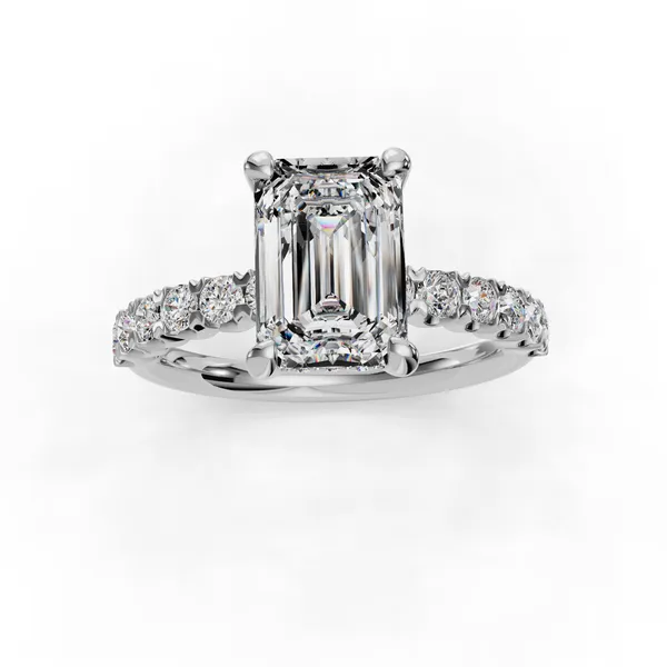 18K White Gold Emerald Engagement Ring Setting Image 4 SVS Fine Jewelry Oceanside, NY