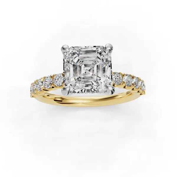 18K Yellow Gold Asscher Engagement Ring Setting Image 4 SVS Fine Jewelry Oceanside, NY