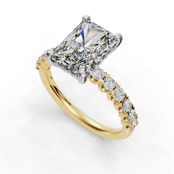 18K Yellow Gold Radiant Engagement Ring Setting SVS Fine Jewelry Oceanside, NY