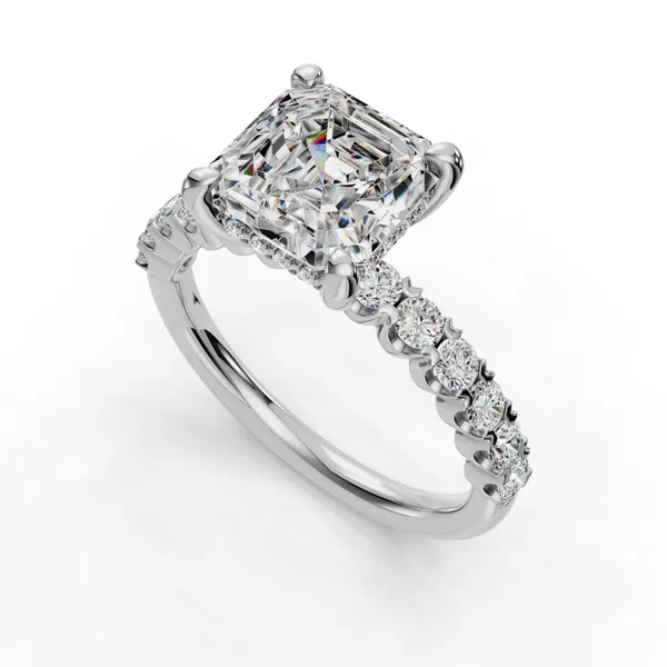 Platinum Asscher Engagement Ring Setting SVS Fine Jewelry Oceanside, NY