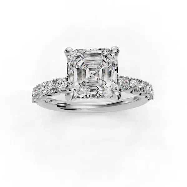 Platinum Asscher Engagement Ring Setting Image 4 SVS Fine Jewelry Oceanside, NY