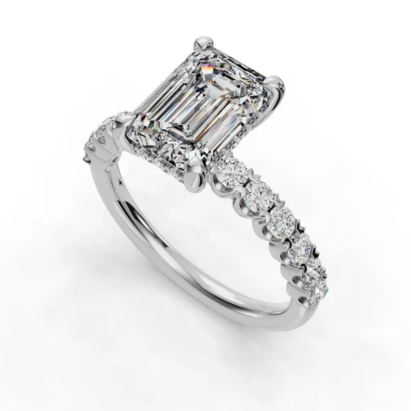 Platinum Emerald Engagement Ring Setting SVS Fine Jewelry Oceanside, NY