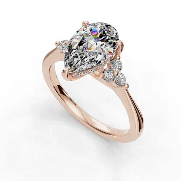 14K Rose Gold Pear Engagement Ring Setting SVS Fine Jewelry Oceanside, NY