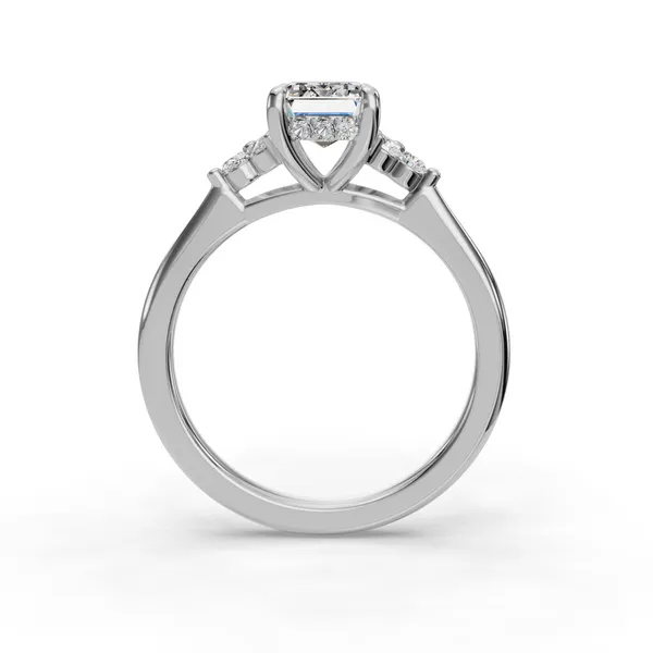 14K White Gold Emerald Engagement Ring Setting Image 2 SVS Fine Jewelry Oceanside, NY