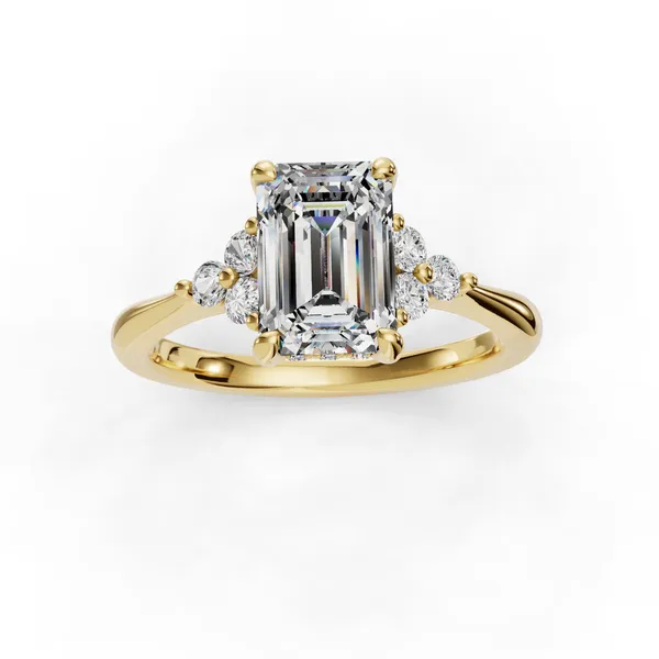 14K Yellow Gold Emerald Engagement Ring Setting Image 4 SVS Fine Jewelry Oceanside, NY