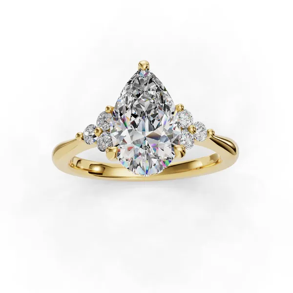 14K Yellow Gold Pear Engagement Ring Setting Image 4 SVS Fine Jewelry Oceanside, NY