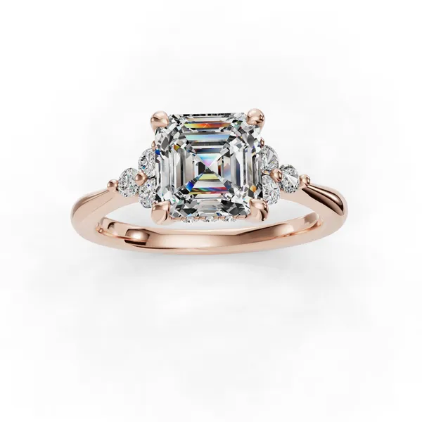 18K Rose Gold Asscher Engagement Ring Setting Image 4 SVS Fine Jewelry Oceanside, NY