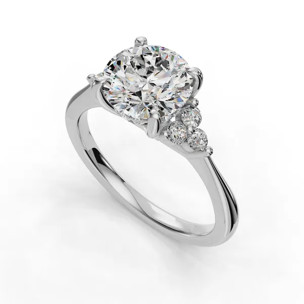 18K White Gold Round Engagement Ring Setting SVS Fine Jewelry Oceanside, NY