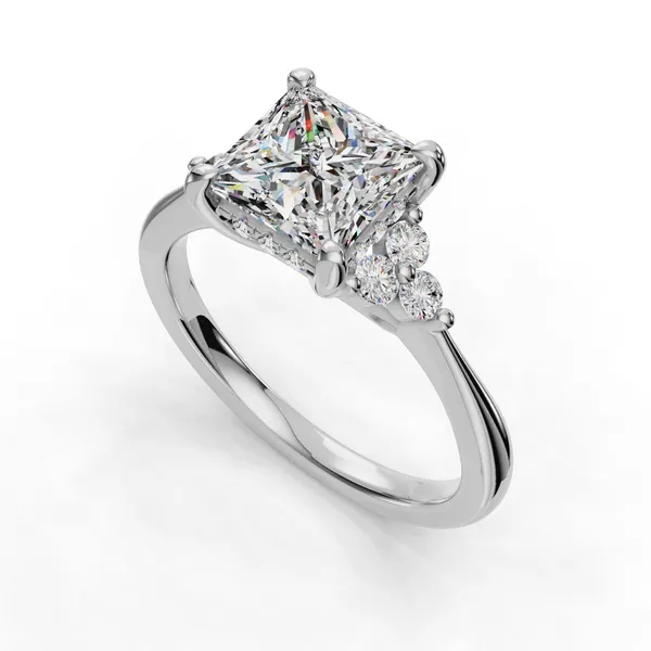 18K White Gold Princess Engagement Ring Setting SVS Fine Jewelry Oceanside, NY