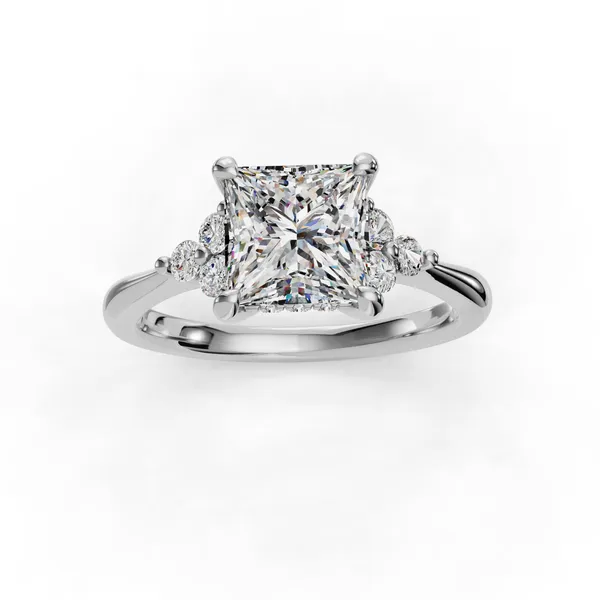 18K White Gold Princess Engagement Ring Setting Image 4 SVS Fine Jewelry Oceanside, NY