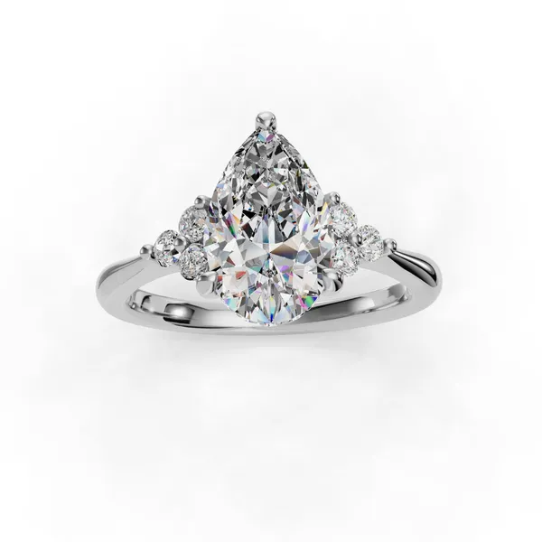 18K White Gold Pear Engagement Ring Setting Image 4 SVS Fine Jewelry Oceanside, NY