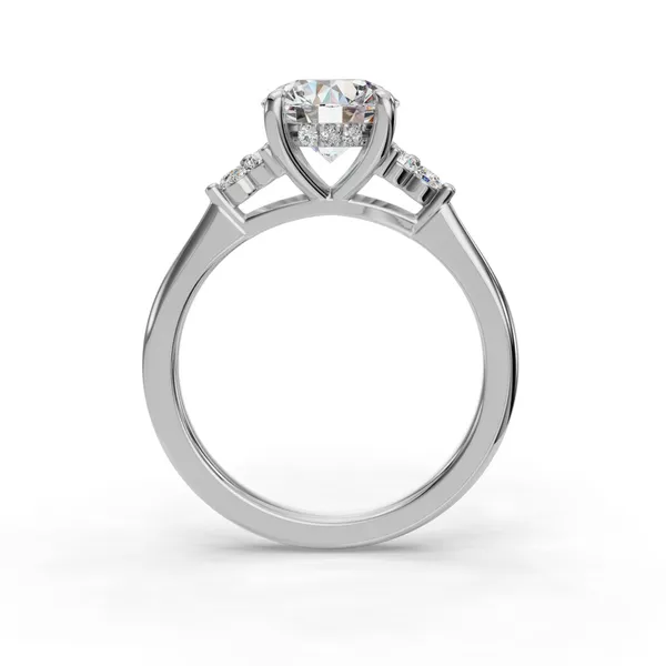 18K White Gold Round Engagement Ring Setting Image 2 SVS Fine Jewelry Oceanside, NY