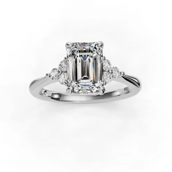 18K White Gold Emerald Engagement Ring Setting Image 4 SVS Fine Jewelry Oceanside, NY