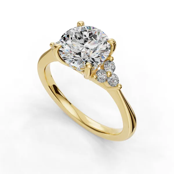 18K Yellow Gold Round Engagement Ring Setting SVS Fine Jewelry Oceanside, NY