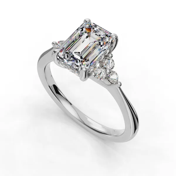 Platinum Emerald Engagement Ring Setting SVS Fine Jewelry Oceanside, NY