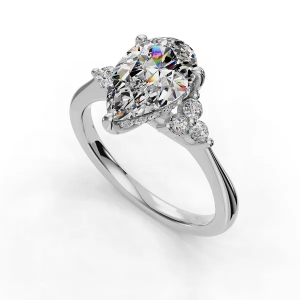 Platinum Pear Engagement Ring Setting SVS Fine Jewelry Oceanside, NY