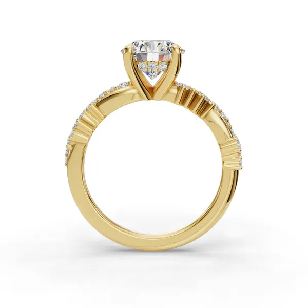 14K Yellow Gold Round Engagement Ring Setting Image 2 SVS Fine Jewelry Oceanside, NY