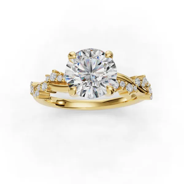 18K Yellow Gold Round Engagement Ring Setting Image 4 SVS Fine Jewelry Oceanside, NY