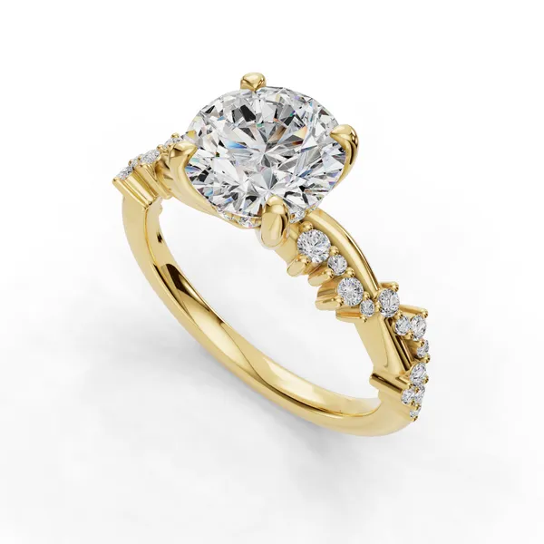 18K Yellow Gold Round Engagement Ring Setting SVS Fine Jewelry Oceanside, NY