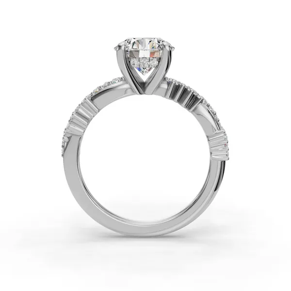 18K White Gold Round Engagement Ring Setting Image 2 SVS Fine Jewelry Oceanside, NY