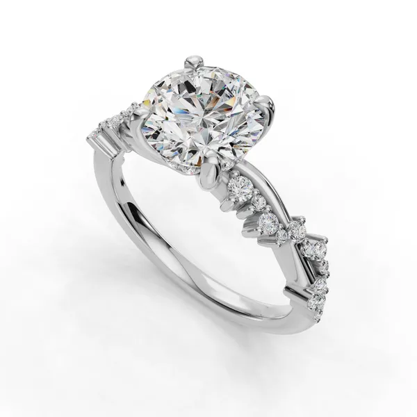 Platinum Round Engagement Ring Setting SVS Fine Jewelry Oceanside, NY