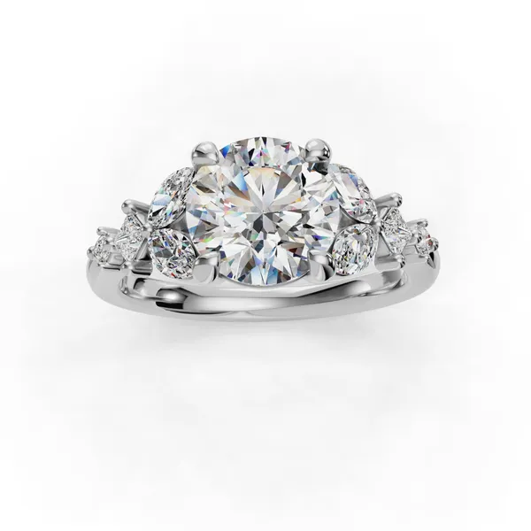 14K White Gold Round Engagement Ring Setting Image 4 SVS Fine Jewelry Oceanside, NY