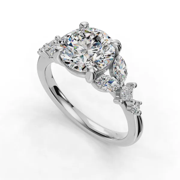 18K White Gold Round Engagement Ring Setting SVS Fine Jewelry Oceanside, NY